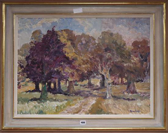 § Ronald Ossory Dunlop (1894-1973), oil on canvas, Autumn trees, signed, 55 x 75cm